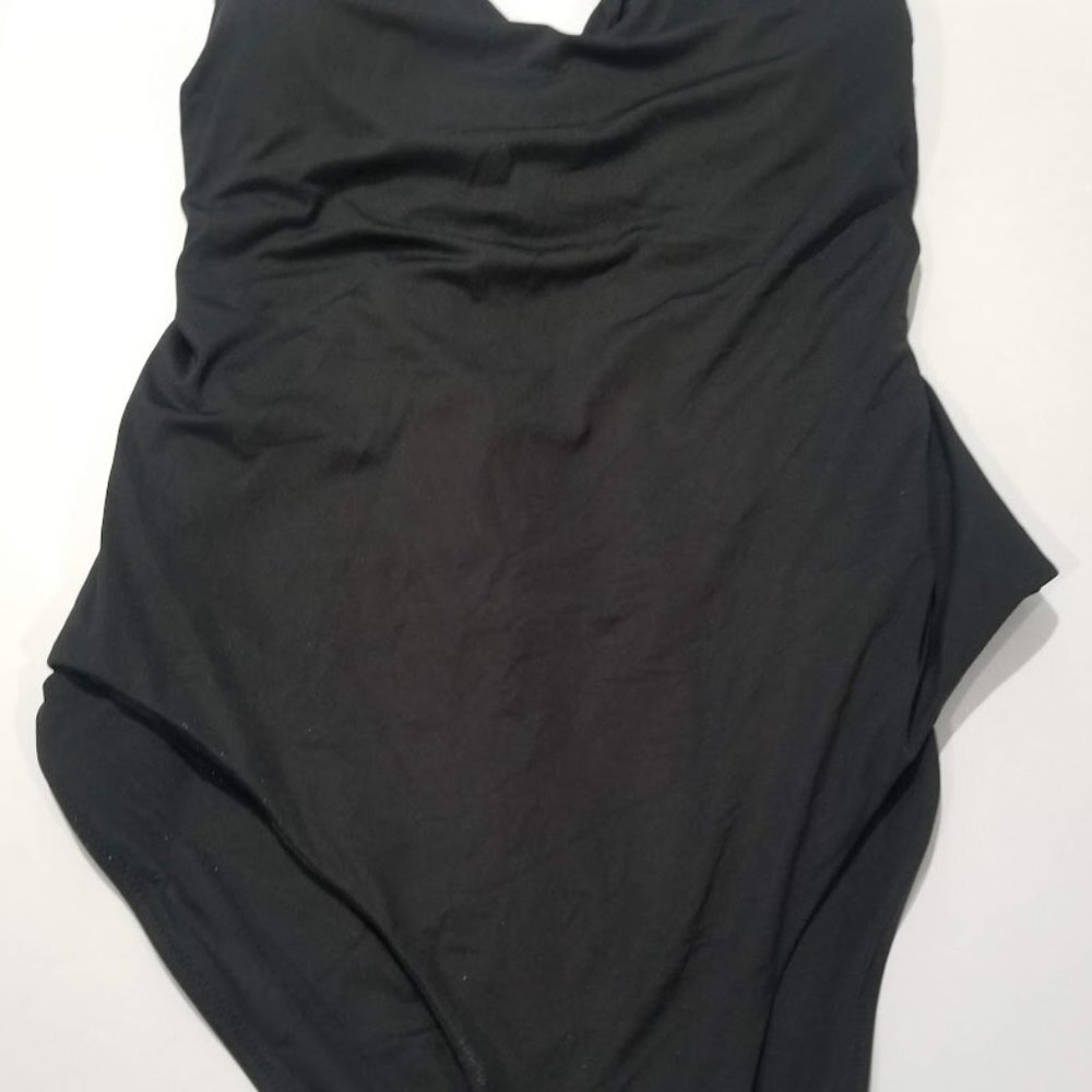 Becca Etc Plus Size Cross-Back Swimsuit - Black 3X - Picture 6 of 10